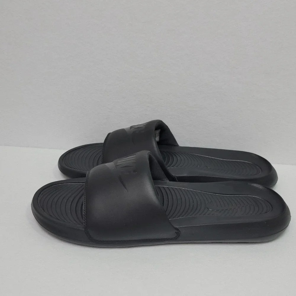 Nike Sandals Men Size 14 Triple Black Victori One Slide Slip On  CN9675-003 #S18